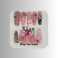 Gyaru zèbre pink - Set de 10 press on nails