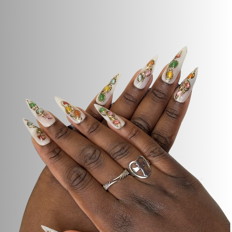 Gemstone Cateyes - Set de 10 press on nails