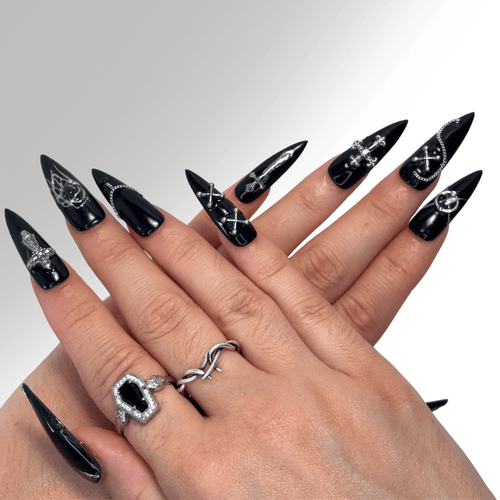 Black Jewel stiletto - Set de 10 press on nails Slay tes Nails