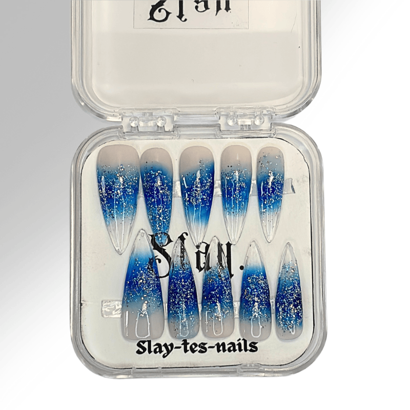 Blue Korean Glass - Set de 10 press on nails Slay tes Nails