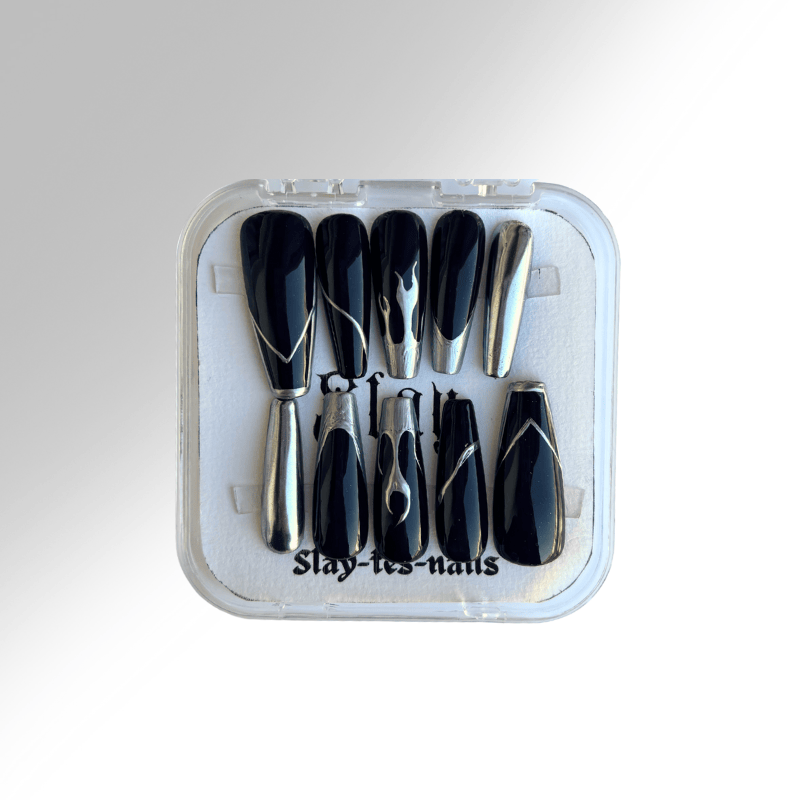 Noir et argent - Set de 10 press on nails Slay tes Nails