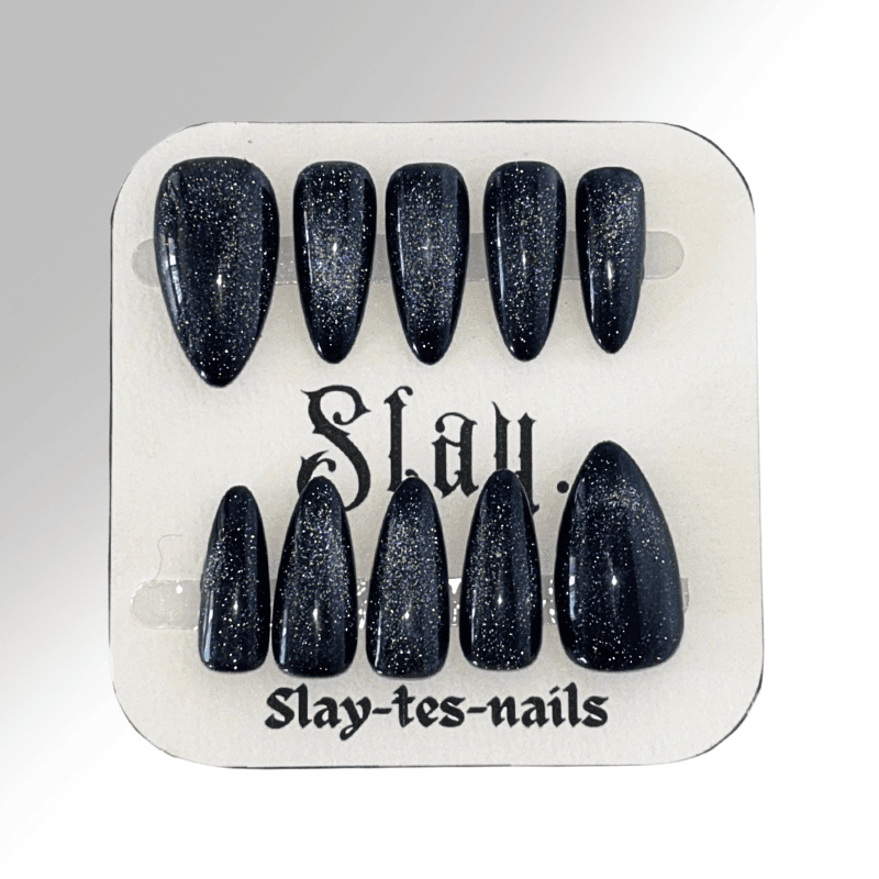 Cat eyes Noir bleuté - Set de 10 Press-on Nails