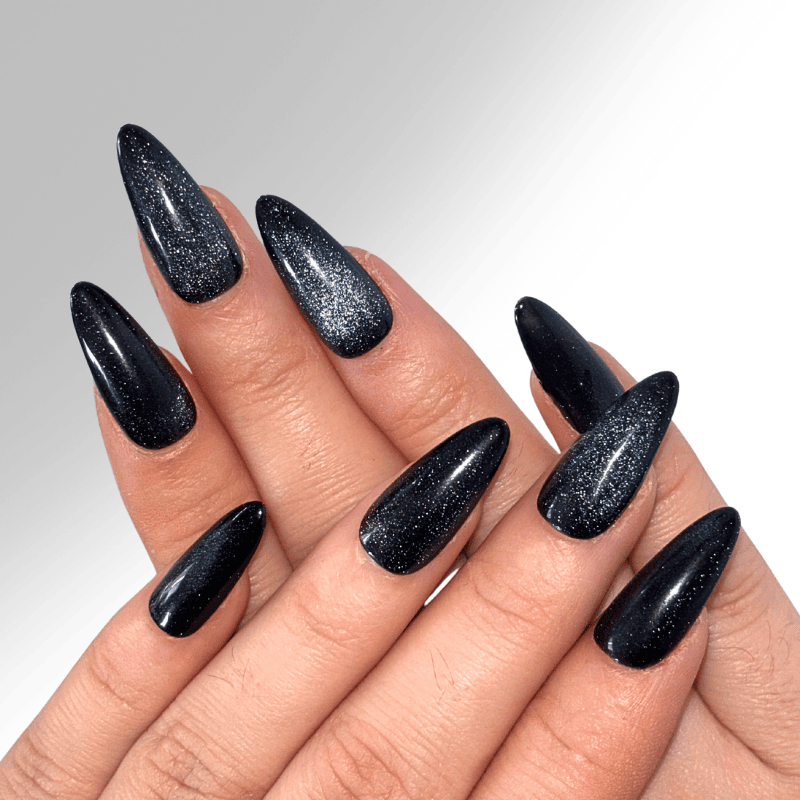 Cat eyes Noir bleuté - Set de 10 Press-on Nails