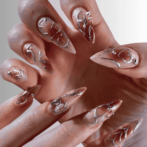 Nude piercings - Set de 10 press on nails