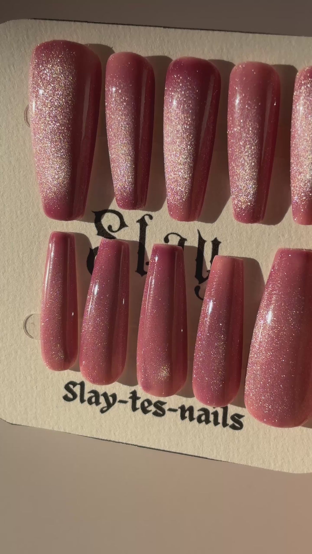 Cat eyes Rose - Set de 10 Press-on Nails