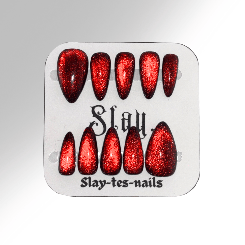 Cat eyes rouge - Set de 10 Press-on Nails